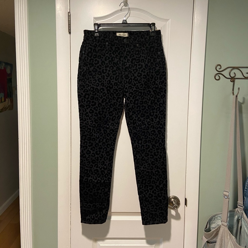 NWT Madewell Mid-Rise Skinny Jeans Flocked Leopard - Picture 3 of 10